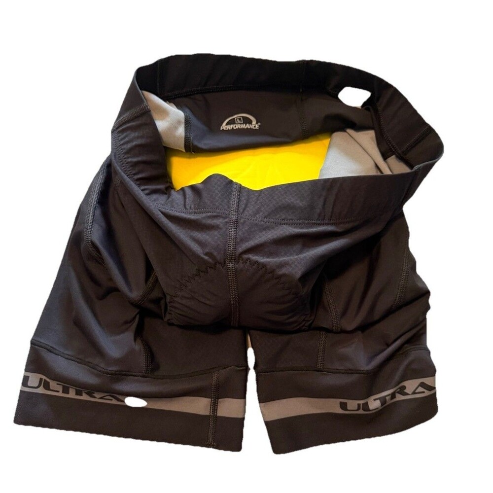New Performance Elite UV Men Black Cycling Padded Shorts Large Made In USA